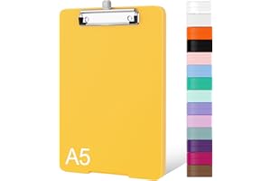 Piasoenc Piccolo portablocco con contenitore, portablocco A5 con portapenne, portablocco in plastica con clip a basso profilo, per infermieri, insegnanti, avvocati, giallo