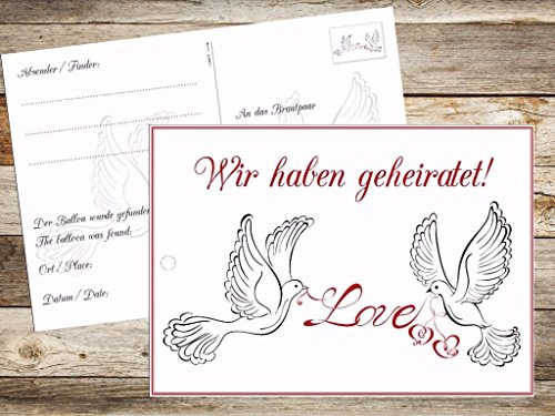 100 elegante Ballonflugkarten (Set 04) für die Hochzeit / Luftballon Postkarten von EDITION COLIBRI – umweltfreundlich, da klimaneutral gedruckt - 3