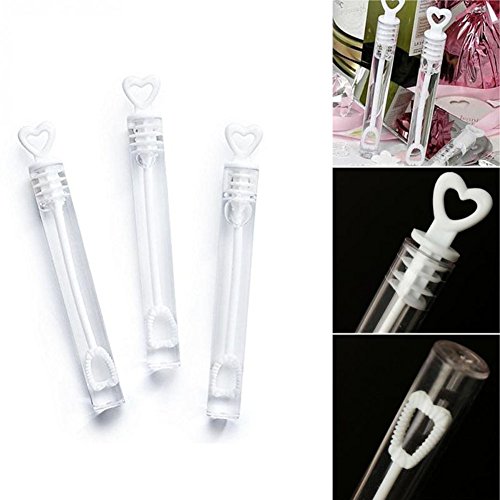 Wskderliner Hochzeit Blasen Seifenblasen Zauberstab Herzform für Hochzeiten Dekoration Packung von 48 - 5