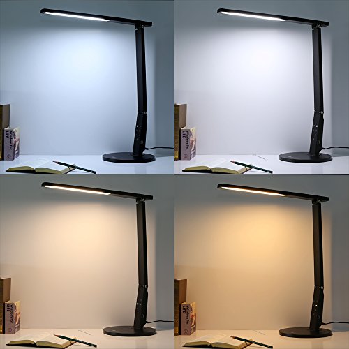 Schreibtischlampe Led TaoTronics 15W Schreibtischleuchte led Tageslichtlampe Augenschutz 4 Helligkeitsstufen Lampenarm einstellbar mit USB-Anschluss zum Aufladen von Smartphones und Tablets, Schwarz - 6