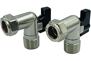 UKDeals direct® 15mm x 1/2" Elbow Isolation Valve Ball o fix Valves 90 Bend Full Bore Black Lever for Flexible Hose Suitable HOT & Cold WRAS Approved Pack of 2