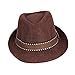 Orien Children Kid Boys Fedora BeltCanvas Plaid Top Hat Jazz Cap -Brown