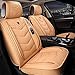 Produktbild MAKB GLVV Grau und Schwarz Universal Full Set Autositzbezüge mit Airbag-Kompatibilität, 9 STÜCKE Atmungsaktives Leder-Komfortschutzkissen (Farbe: Schwarz) (Color : Beige)
