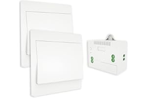 MOES Interruptor Inalámbrico Autoalimentado de Luz Conmutador RF433, Sin Cables Sin Bateria, Interruptor Pared con Receptor Lámpara Casa Iluminación (2 Interruptores 1 Receptor Kit)
