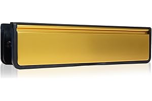 UAP MailPlate Luxe 12" Letterplate Satin Brass, Premium Draught Proof Postal Letterbox, Telescopic Sleeved Letter Box For Wooden, Composite And uPVC Midrail Doors With 40-80mm Door Thickness.