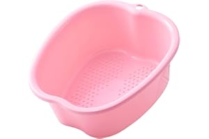 ANXICER Cuenco grande de plástico para spa y pedicura, para pedicura, para pedicura, desintoxicación y masaje, perfecto para remojar tus pies, uñas y tobillos (White) (Pink)