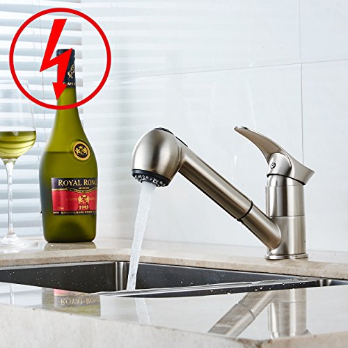 Gimili Küchenarmatur Niederdruck mit Brause Wasserhahn Küche für Armatur Küche Gebürstetes Nickel