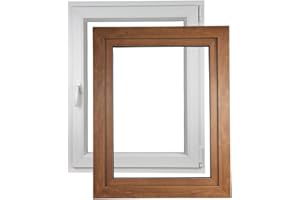ALUCON Fenster 400x1000 mm – Kunststofffenster 40x100 cm – Flügelfenster Innen Weiß/Außen Golden Oak Eiche – DIN Rechts