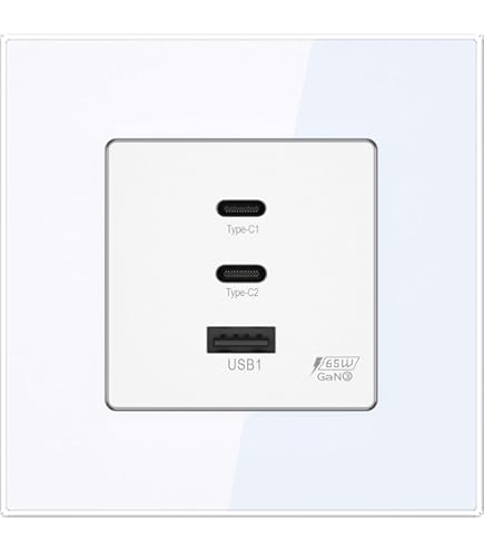 Enchufe Empotrado USB-C Y USB-A EBROM 1721-914 - Carga Rápida 65W (45W+15W), Para Pared, Color Blanco