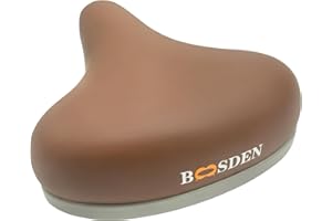 BOOSDEN Selle de vélo de Montagne, Confortable et rembourrée pour Homme et Femme, Large Selle de vélo avec Mousse à mémoire de Forme résistante aux Chocs, Marron, Noir