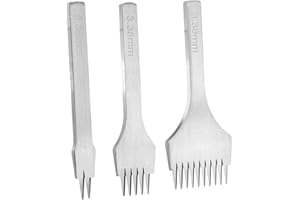 HILITAND Strumento di perforazione punzone da cucito e pelle per artigianato in pelle pelletteria, 2/5/10, strumento di perforazione a artigli in acciaio bianco 2,7 mm / 3,0 mm / 3,38 mm / 3,85 mm (3,38 mm)