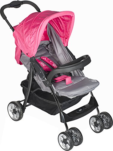 lulabi Lolli Structured Pushchair with Tray, Grey/Pink