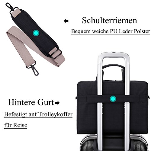 BRINCH Laptoptasche, unisex Messenger Bag Oxford Gewebe Umhängetasche Aktentasche mit Tragriemen für 17 – 17,3 Zoll Laptop / Notebook / MacBook / Ultrabook / Chromebook Computers / Apple / Acer / Asus / Dell / Fujitsu / Lenovo / HP / Samsung / Sony / Toshiba,Schwarz - 5