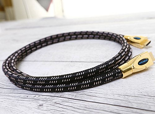 Ricable HI-END B10 – 10 Meter – Kabel HDMI 2.0 High Speed 3D bescheinigt mit Ethernet – Hi-Fi Qualität für den AV HD Anschluss mit 24 AWG OFC Kupferleiter und abgeschirmten Verbinder. Bandbreite 27 Gbps mit voller Unterstützung 4K Ultra HD, 32 Audiokanäle und 3D 4K. Italienisches Design und Lebenszeitgarantie on-Site - 3