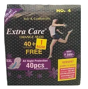 Extra Care Package 40 Orange Maxi Sanitary Pad FREE 1 Razor (PACK OF 1)