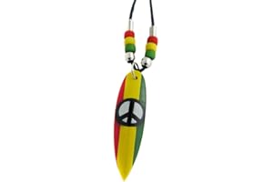 TOPT RASTA Collier Femme Homme Planche De Surf Peace Paix Amour Surfeur Rasta Jamaique Reggae Plage Été