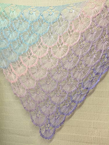 Preisvergleich Produktbild Dreiecktuch Stola gehäkelt Bobbel Farbverlaufsgarn Farbe A 1