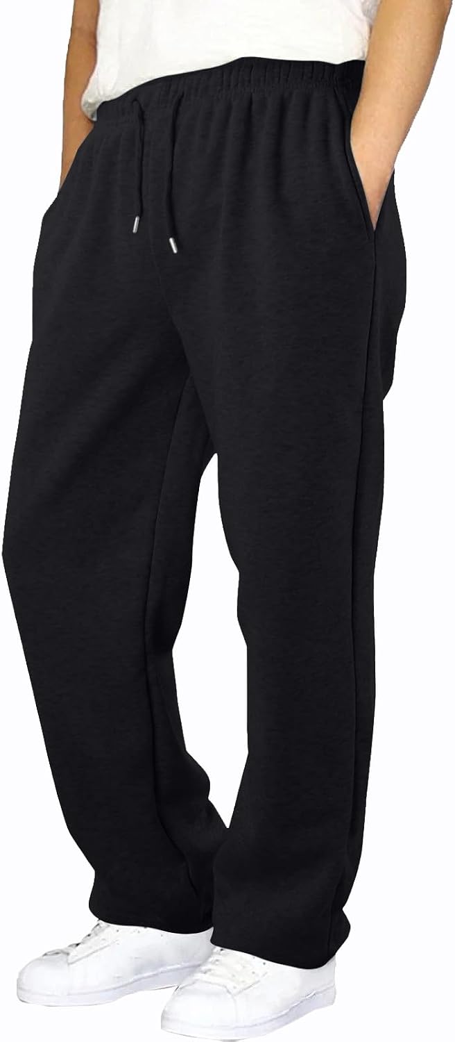 NetSetUK Joggers for Men UK Tracksuit Jogging Bottoms Men’s Fleece Joggers Open-Hem Sweatpants with Pockets Drawstring Trousers Gym Workout