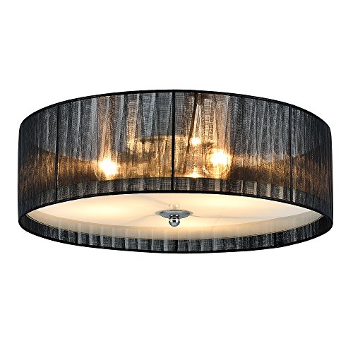 Lüster Deckenleuchte / Deckenlampe - Helena - von [lux.pro]® - Modernes Design: Kronleuchter aus Organza & Kunst-Stoff weiß / schwarz - Ø 40 cm Leuchte - 3 x E27 Sockel - für Wohnzimmer & Schlafzimmer
