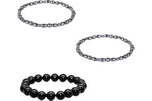 TIANNAIT 2 cavigliere magnetiche nere e 1 cavigliera in ossidiana, cavigliera con perline, braccialetto semplice ed elegante, regali per uomini e donne, gioielli di moda, bracciali personalizzati per le donne