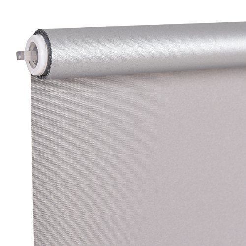 Costway Verdunkelungsrollo Fensterrollo Klemmrollo Thermorollo Seitenzugrollo Klemmfix-Rollo ohne Bohren 55x150cm Farbwahl lichtundurchlässig (Grau) - 5