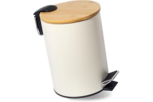 GREELUE 3L Kosmetikeimer Metall, Badezimmer Mülleimer mit deckel, Mülleimer Bad mit Absenkautomatik (Soft Close) (Beige 3L)