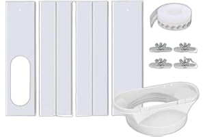 ATAOYUS Kit de ventana de CA portátil, kit de sellado de ventana de aire acondicionado, kit de ventilación de CA ajustable para ventana corredera, kit de CA sin costuras, placas de sellado de ventana ajustabl