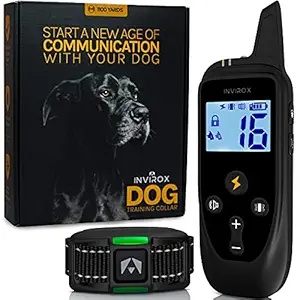 INVIROX Dog Shock Collar for Large Dog [2022 Edition] 123 Levels Dog Training Collar , 1100Yards Range, 100% Waterproof, Rechargeable Shock Collar for Medium Dogs