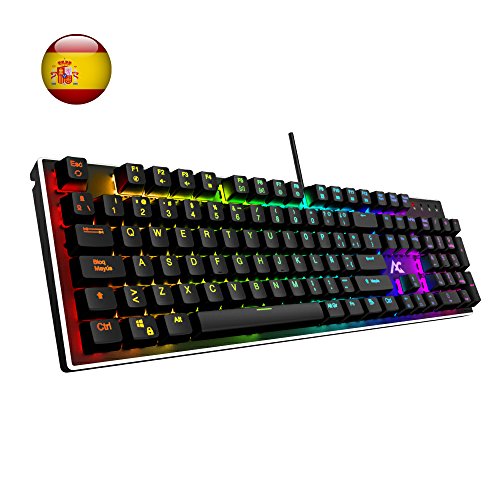 ACGAM AG-109R Chroma Teclado Mec  nico Gaming Retroiluminado 105 Keys Switches Brown RGB Mechanical Keyboard con Disposici  n Espa  ola