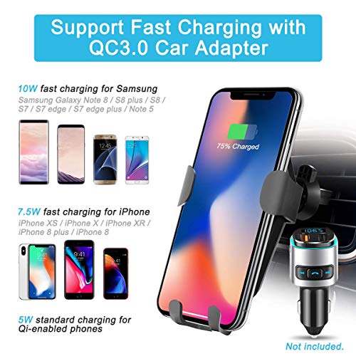 Cargador de Coche inalámbrico Qi Soporte autoportante Panel de Parabrisas Ventilador de Aire Soporte de teléfono para iPhone 11 Pro MAX XR XS MAX X XS 8+ 8, Samsung S10 S9 +