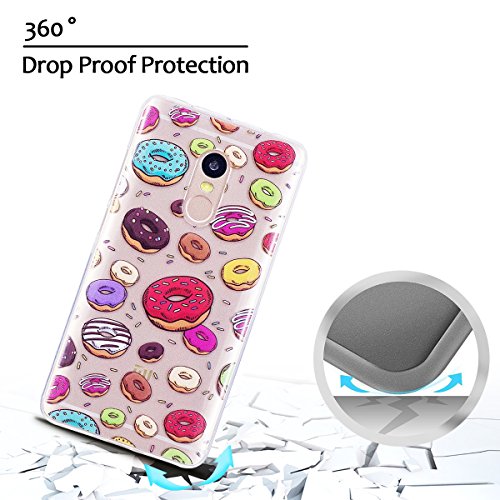 Funda Xiaomi Redmi Note 4   E-Lush Suave Silicona TPU Carcasa Ultra Delgado C  scara Clear Flexible Gel Parachoques Goma Mate Transparente Case Cover Pintura del impresi  n Elegante Bumper Premium y Creativo Carcasa Trasera Amortigua Golpes Protectiva Caso para Redmi Note 4 Smartphone Anti-Rasgu  o y Resistente Tapa - Donuts