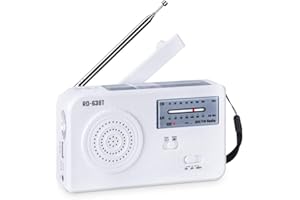 Olycism FM AM Radio Portatile solare e manovella d’emergenza Solar radio con 500mAh Power Bank e Porta per auricolari e Allarme SOS Torcia e PAWERBANK per Smartphone