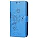 Produktbild kazineer Samsung Galaxy A3 2017 Hülle, Galaxy A3 (2017) Handyhülle Leder Tasche Schutzhülle Blume Muster Etui für Samsung A3 2017 Case (Türkis-blau)
