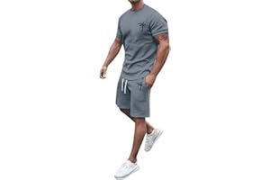 Cvanxluy Sommer Outfit Herren Zweiteiler Casual 2 Teiler Sportanzug Shorts Und Tshirt Set Stretch Jogginganzug Klamotten Atmungsaktive Sommerhemd Freizeitanzug Strand Trainingsanzug Tracksuit Männer
