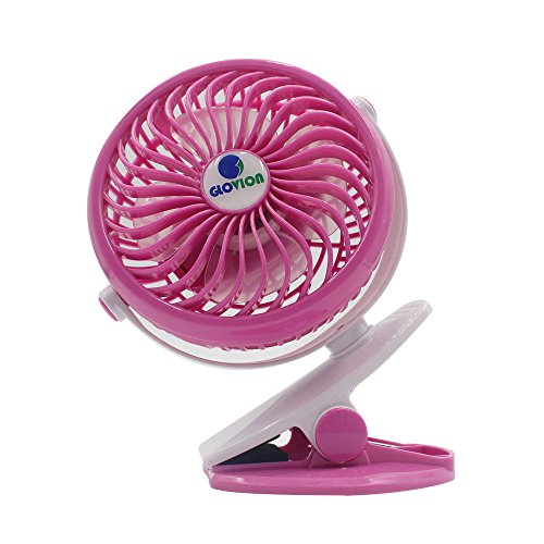Glovion Wiederaufladbare Baby Safe Clip auf Kinderwagen Lüfter mit 360 Grad-Umdrehung Kostenlose und Windgeschwindigkeitseinstellung (5 "Zoll / 13cm) (Pink_)