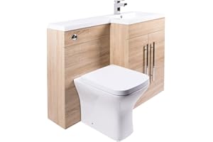 Aquariss Designer RH Oak Combi Bathroom Vanity Unit with Basin + Back To Wall Toilet