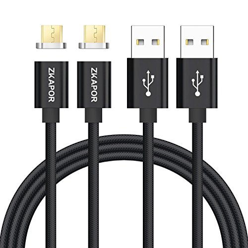 C  ble Micro USB de Chargeur Magn  tique  ZKAPOR  Lot de 2  1M  Magentic Charge et Synchro Donn  es en Nylon Tress   C  ble de Chargement Aimant   Micro USB pour Android Samsung Galaxy S7  S6  Xiaomi Redmi 5  5Plus  Honor 6X  Huawei  LG  Nexus  Kindle  Echo    