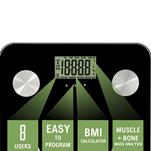Home Treats High Accuracy Black Bathroom Scale with Body Fat, Hydration, Muscle Mass, Bone Mass Function and Smart Step On Technology by Home Treats - 2