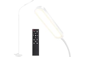 OUTON Lampa stojąca LED, ściemniana, 15 W, 1500 lm, lampka do czytania z 4 temperaturami barwowymi, pilot zdalnego sterowania i sterowanie dotykowe, timer 1h, oświetlenie do czytania do salonu,