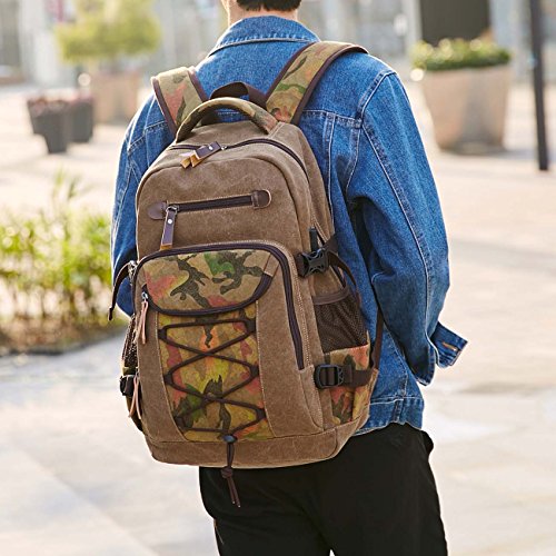 Neuleben 15 6 Zoll Laptop Rucksack mit USB Ladeport Schulrucksack Schultasche auc Canvas Vintage Rucks  cke Damen Herren Jungen f  r Schule Uni Busine