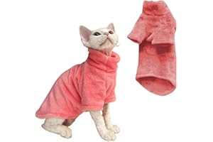 NAVESO Cats Vest Turtleneck Sweater, Sphinx Hairless Cat Clothes, Kittens Winter Clothes, Two-Legged Pet Turtleneck Sweater and Vest for Sphynx Hairless Cat Chihuahua Bulldogs, (Pink) L
