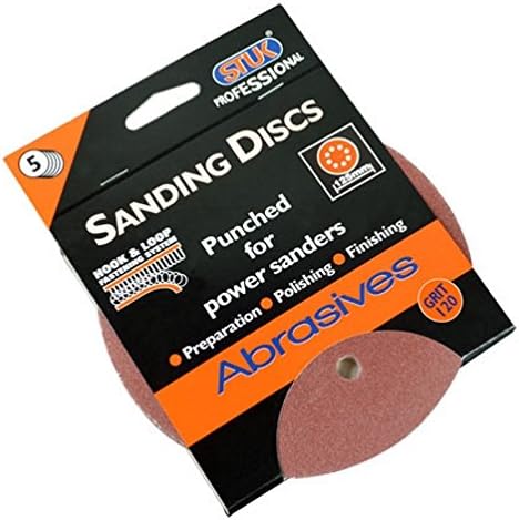 STUK Professional ZA125CDVH120 125 mm 120 Grit Hook and Loop Quick Change Circular Sanding Disc - Red (Pack of 5)