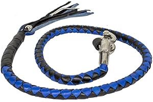 DREAM APPAREL Blue & Black Combination 36" Long 1/2" Diameter Naked Soft Genuine Leather Motorcycle Get Back Whip
