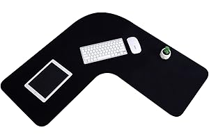 AMYLOVE Corner Desk Pad L Shaped Gaming Desk Mat Desk Mouse Pad L Shaped Mouse Pad Large Waterproof Rubber Corner Mouse Mat for Home Office L Shaped Desk Computer Protection Supplies, 36.22 Inches, Black