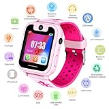 Edited Kinder Smart Watch Armbanduhr Wasserdicht | Touchscreen mit Kamera, Live GPS, Telefon, Spiele, Wecker, SOS Notruf usw. | Geschenke für Mädchen Jungen Kinder (Pink)