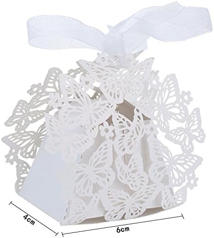 Mobengo 50pcs Butterfly Party Wedding Favor Box Birthday Shower Party Candy Boxes Bombonera (White)