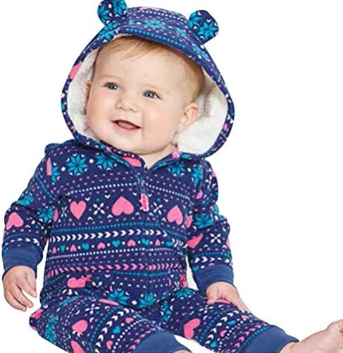 KaloryWee 2017 Newborn Infant Toddler Baby Boys Girls Thicker Warm Hooded Zipper Romper Jumpsuit Outfit Kid Autumn Winter Clothes Home Costume Suitable For 0-24 Months (18-24 Months, Blue)