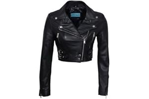 Infinity Leather Chic Negro Bolero Motorista del Cuero de Las Mujeres