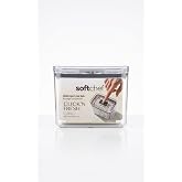 Softchef Click'n Fresh Hava Ge&ccedil;irmez Dikd&ouml;rtgen Plastik Erzak Kabı 1500 ml - Vakumlu Tek Tuş Kapaklı Şeffaf Plastik Bakliyat,