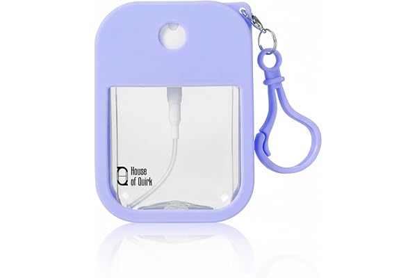 House of Quirk 38ml Portable Card Spray Bottle Refillable Perfume & Sanitizer Mist Sprayer with Hook (Purple)